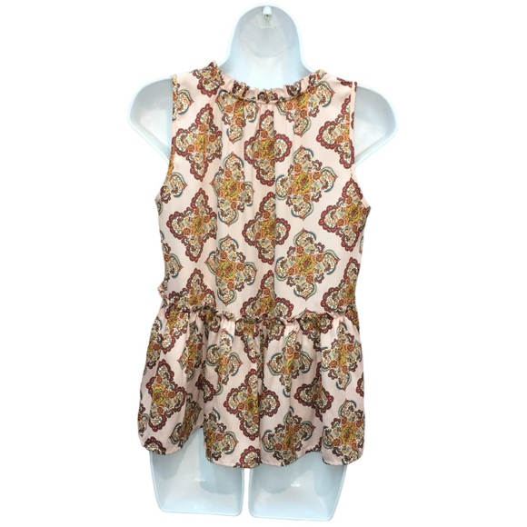 LOFT Pink Peplum Sleeveless Floral Paisley Top - Women’s XS - Picture 7 of 11